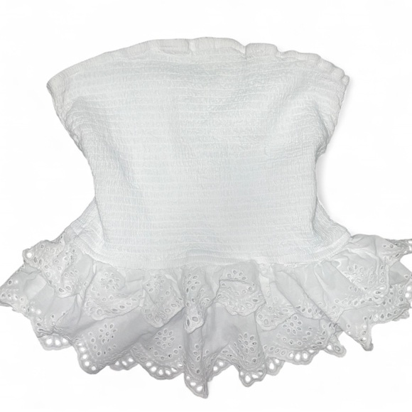 Japna White Ruffle Babydoll Tube Top - Picture 1 of 3